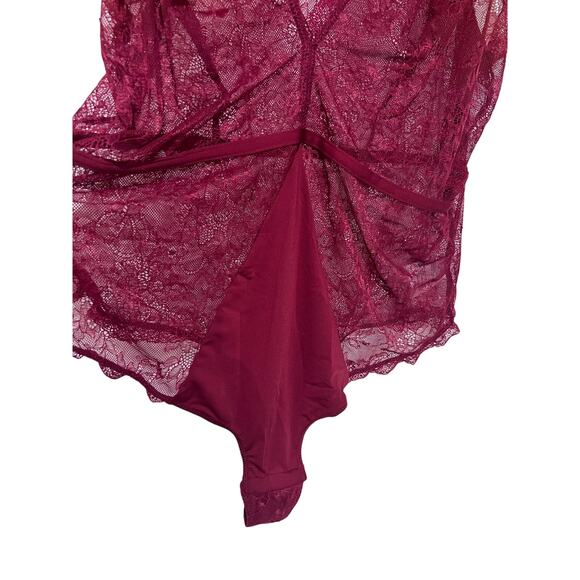 I.N.C. INTERNATIONAL CONCEPTS WOMENS LACE PLUNGE BODYSUIT MARASCHINO RED XXLARGE - Picture 6 of 11